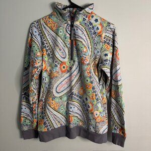 Vera Bradley French Terry Quarter-Zip Sweatshirt Citrus Paisley Size Small
